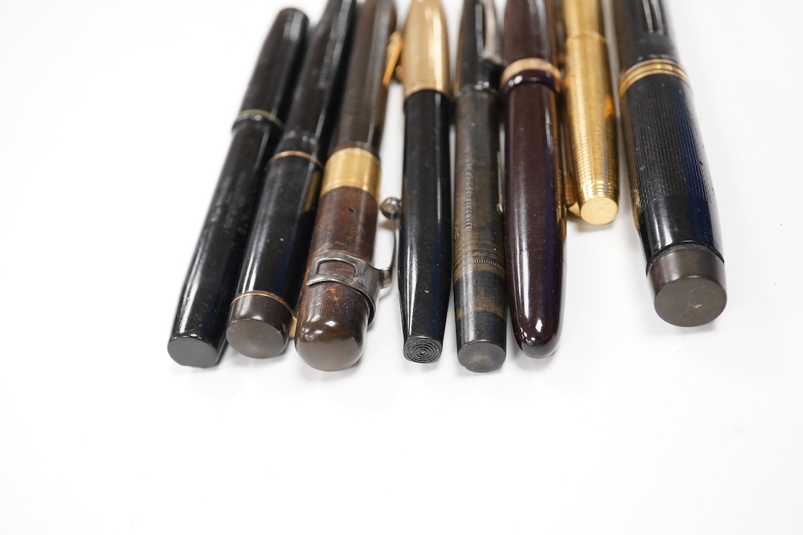 A small collection of pens to include Onoto Magna, missing clip